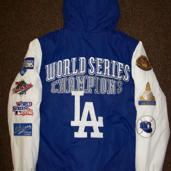 LOS ANGELES DODGERS 7 TIME WORLD SERIES CHAMPIONSHIP Hooded Jacket M L 2X - Picture 4 of 13